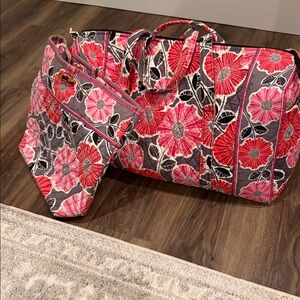 Vera Bradley Pink and Gray Floral Quilted Travel Bags